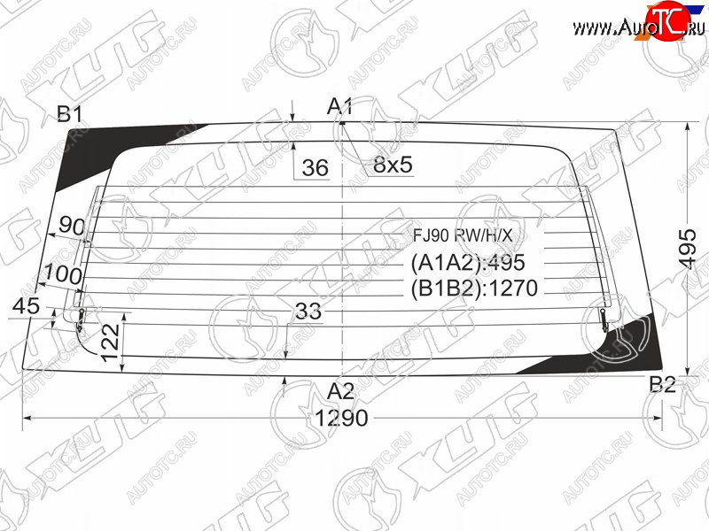 7 999 р. Стекло заднее (Цвет зеленый Обогрев) Toyota Land Cruiser Prado (J90) 96-02 XYG FJ90 RW/H/X  с доставкой в г. Керчь