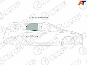 2 789 р. Стекло боковое опускное (Сзади Справа Цвет зеленый) Ford Focus 10-19 XYG FOCUS-III-STW RD/RH  с доставкой в г. Керчь. Увеличить фотографию 1