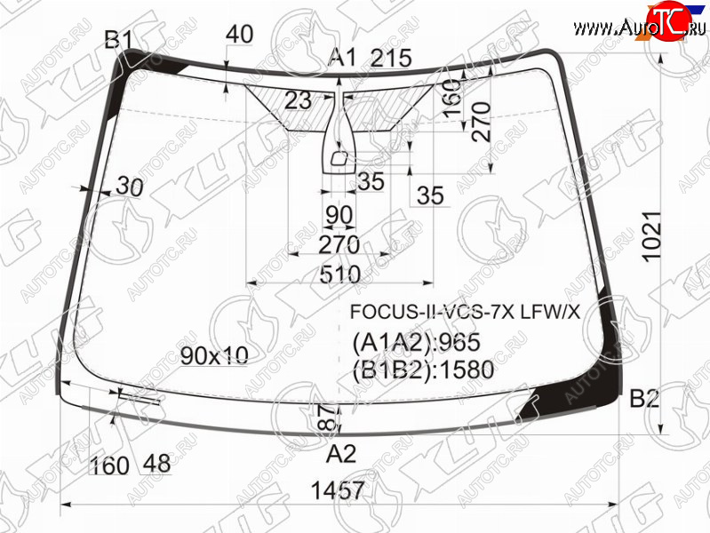 8 249 р. Стекло лобовое (Датчик дождя Молдинг) Ford Focus 04-11  Focus RS 09-11  Focus ST 05-10 XYG FOCUS-II-VCS-7X LFW/X  с доставкой в г. Керчь