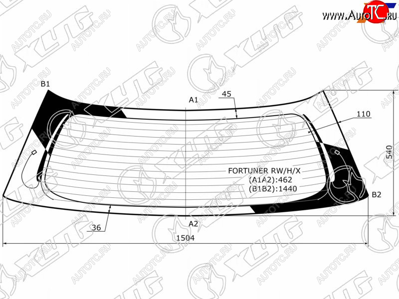 7 849 р. Стекло заднее (Цвет зеленый Обогрев) Toyota Fortuner 04-15 XYG FORTUNER RW/H/X  с доставкой в г. Керчь