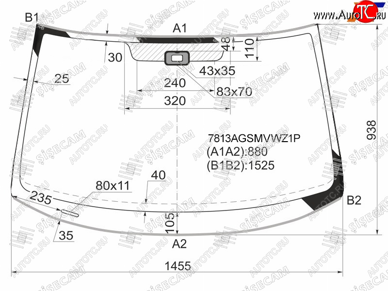 8 549 р. Стекло лобовое + дд SKODA YETI 09-15 SISECAM 7813AGSMVWZ1P, 7813agsmvwz1p SISECAM 7813AGSMVWZ1P  с доставкой в г. Керчь