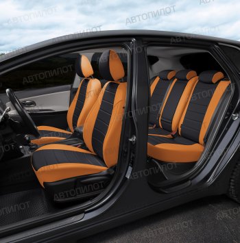 8 249 р. Чехлы сидений (экокожа) Автопилот  Audi A5  8T (2007-2016) дорестайлинг, купе, рестайлинг, купе (оранж/черный)  с доставкой в г. Керчь. Увеличить фотографию 7
