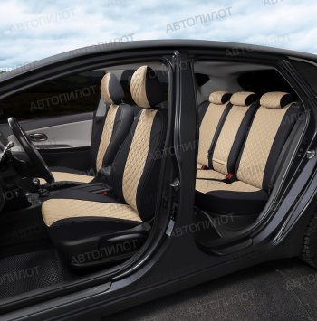 8 499 р. Чехлы сидений (экокожа, 40/60) Автопилот Ромб Audi Q3 8U рестайлинг (2014-2018) (черный/бежевый)  с доставкой в г. Керчь. Увеличить фотографию 5