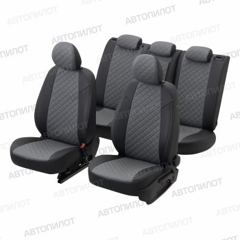 14 249 р. Чехлы сидений (экокожа) Автопилот Ромб  Audi Q5  8R (2008-2017) дорестайлинг, рестайлинг (черный/серый)  с доставкой в г. Керчь. Увеличить фотографию 5