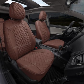 14 249 р. Чехлы сидений (экокожа) Автопилот Ромб  Audi Q5  8R (2008-2017) дорестайлинг, рестайлинг (темно-коричневый)  с доставкой в г. Керчь. Увеличить фотографию 8