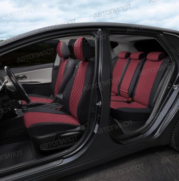 14 249 р. Чехлы сидений (экокожа) Автопилот Ромб  Audi Q5  8R (2008-2017) дорестайлинг, рестайлинг (черный/бордовый)  с доставкой в г. Керчь. Увеличить фотографию 8