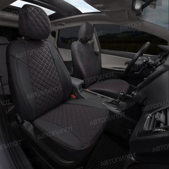 14 249 р. Чехлы сидений (экокожа) Автопилот Ромб  Audi Q5  8R (2008-2017) дорестайлинг, рестайлинг (черный/красная строчка)  с доставкой в г. Керчь. Увеличить фотографию 6