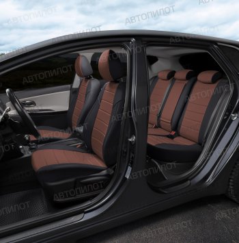 13 649 р. Чехлы сидений (экокожа, 40/60) Автопилот  BMW 5 серия  E34 (1988-1994) седан дорестайлинг (черный/темно-коричневый)  с доставкой в г. Керчь. Увеличить фотографию 5