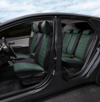 13 649 р. Чехлы сидений (экокожа, 40/60) Автопилот  BMW 5 серия  E34 (1988-1994) седан дорестайлинг (черный/зеленый)  с доставкой в г. Керчь. Увеличить фотографию 6