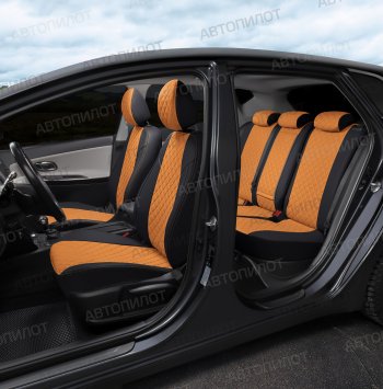 14 249 р. Чехлы сидений (экокожа, 40/60) Автопилот Ромб BMW 5 серия E34 седан дорестайлинг (1988-1994) (черный/оранж)  с доставкой в г. Керчь. Увеличить фотографию 5