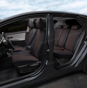 14 249 р. Чехлы сидений (экокожа, 40/60) Автопилот Ромб BMW 5 серия E34 седан дорестайлинг (1988-1994) (черный/шоколад)  с доставкой в г. Керчь. Увеличить фотографию 5