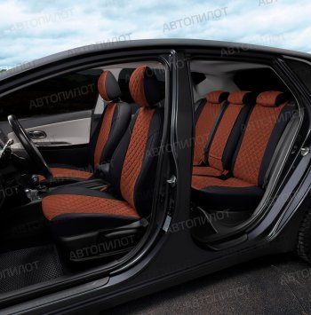10 249 р. Чехлы сидений (экокожа/алькантара, сплош.) Автопилот Ромб BMW 5 серия E34 седан дорестайлинг (1988-1994) (черный/темно-коричневый)  с доставкой в г. Керчь. Увеличить фотографию 7
