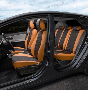 14 249 р. Чехлы сидений (экокожа) Автопилот Ромб  BMW X1  E84 (2009-2015) (оранж/черный)  с доставкой в г. Керчь. Увеличить фотографию 11