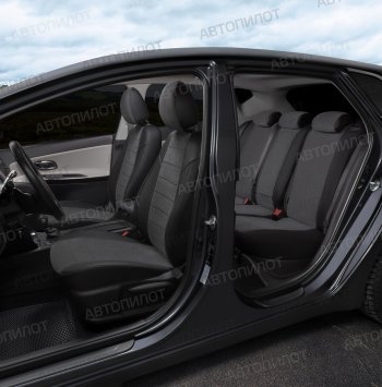 13 649 р. Чехлы сидений (экокожа/велюр, 40/60) Автопилот BMW 5 серия E60 седан дорестайлинг (2003-2007) (черный/федерер)  с доставкой в г. Керчь. Увеличить фотографию 7
