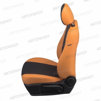 14 249 р. Чехлы сидений (экокожа) Автопилот Ромб  Chery Bonus  (A13) (2011-2016) лифтбэк (оранж/черный)  с доставкой в г. Керчь. Увеличить фотографию 4