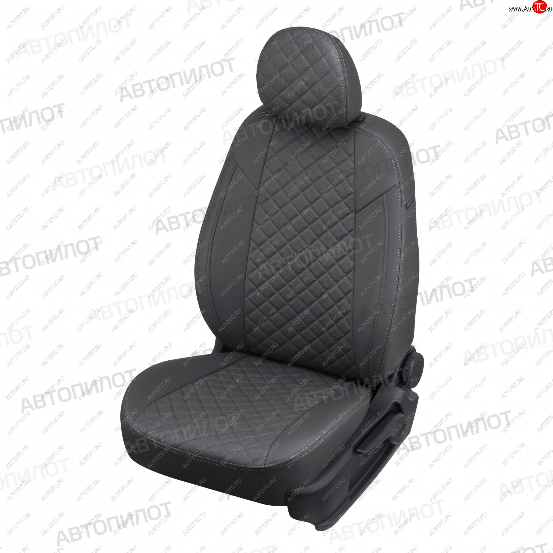 8 499 р. Чехлы сидений (экокожа) Автопилот Ромб Chevrolet Captiva  дорестайлинг (2006-2011) (темно-серый)  с доставкой в г. Керчь