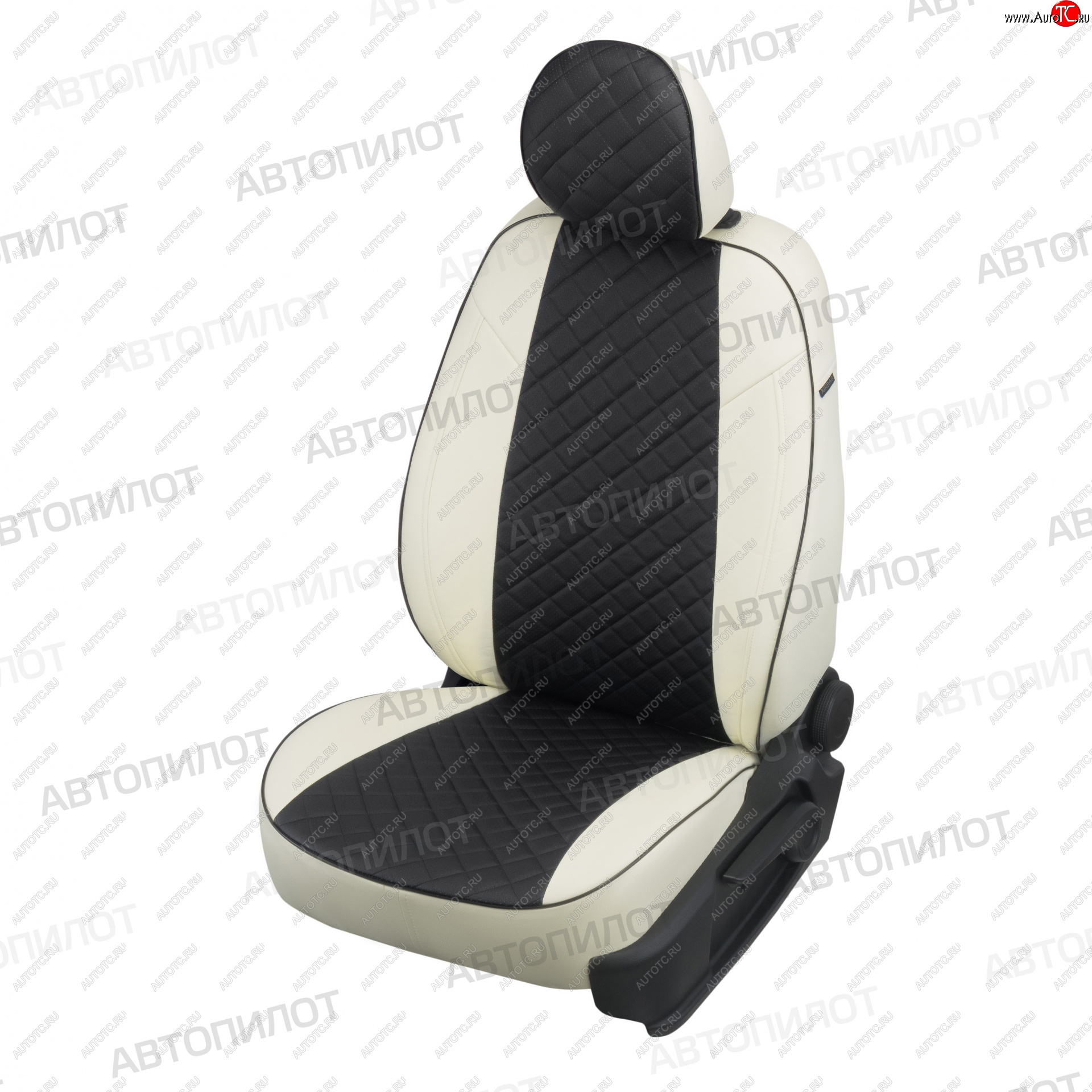 14 249 р. Чехлы сидений (экокожа) Автопилот Ромб  Chevrolet Spark  M200,250 (2005-2010) (белый/черный)  с доставкой в г. Керчь
