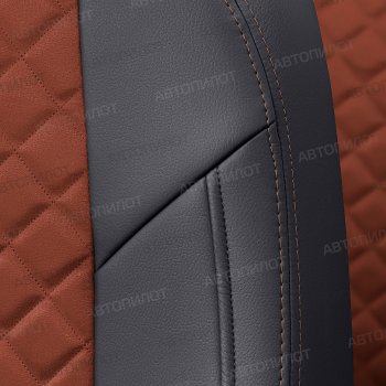 10 249 р. Чехлы сидений (экокожа/алькантара, горбы) Автопилот Ромб Daewoo Nexia дорестайлинг (1995-2008) (черный/темно-коричневый)  с доставкой в г. Керчь. Увеличить фотографию 5