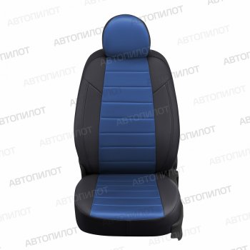Чехлы сидений (экокожа/алькантара, с подголовниками) Автопилот Daewoo Nexia  рестайлинг (2008-2015) (черный/синий)