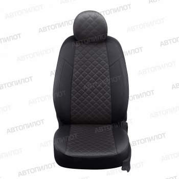 Чехлы сидений (экокожа/алькантара, сплошн.) Автопилот Ромб Fiat Albea  170 (2002-2012) седан (черный/темно-серый)