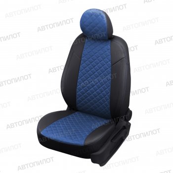 Чехлы сидений (экокожа/алькантара, сплошн.) Автопилот Ромб Fiat Albea  170 (2002-2012) седан (черный/синий)
