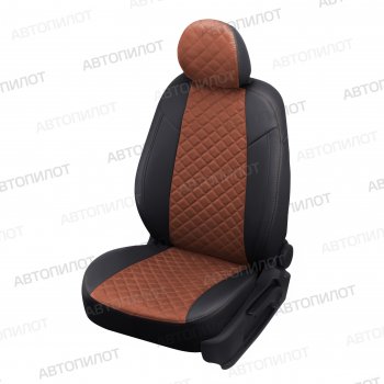 Чехлы сидений (экокожа/алькантара, сплошн.) Автопилот Ромб Fiat Albea  170 (2002-2012) седан (черный/коричневый)