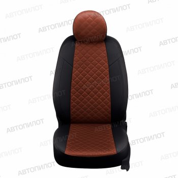 10 249 р. Чехлы сидений (экокожа/алькантара, Classic-40/60, прост. подг.) Автопилот Ромб Fiat Albea 170 седан (2002-2012) (черный/темно-коричневый)  с доставкой в г. Керчь. Увеличить фотографию 5