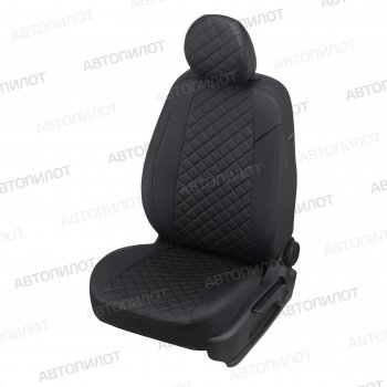 Чехлы сидений (экокожа, Classic-40/60, прост. подг.) Автопилот Ромб Fiat Albea  170 (2002-2012) седан (черный/красная строчка)