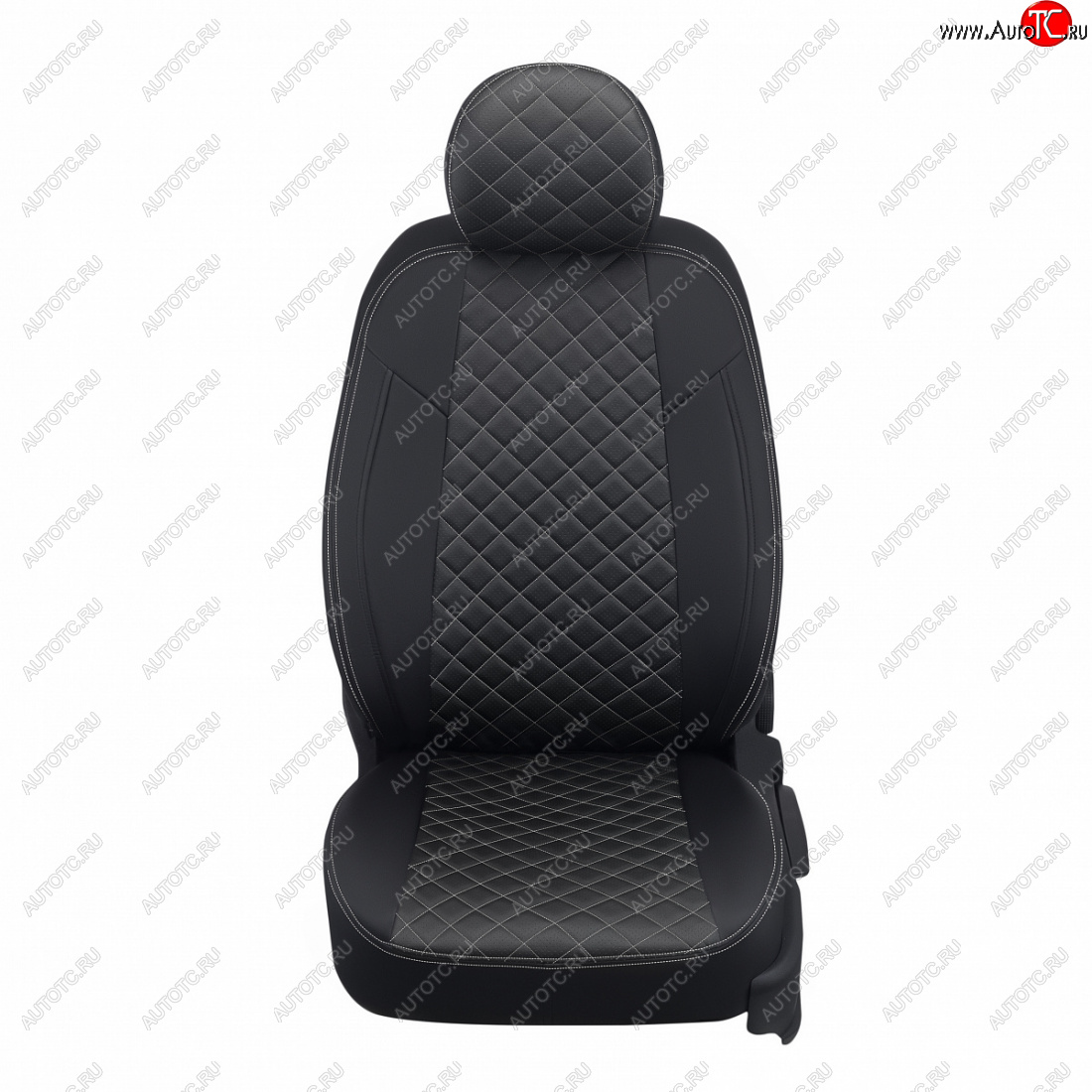 14 249 р. Чехлы сидений (экокожа) Автопилот Ромб  Ford EcoSport (2013-2019) дорестайлинг (черный/белая строчка)  с доставкой в г. Керчь