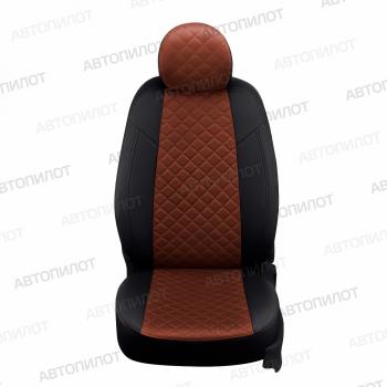 5 999 р. Чехлы на сиденья Алькантара ромб (2 места экокожа) Автопилот Ford Tourneo (2003-2013) (черный/темно-коричневый)  с доставкой в г. Керчь. Увеличить фотографию 3