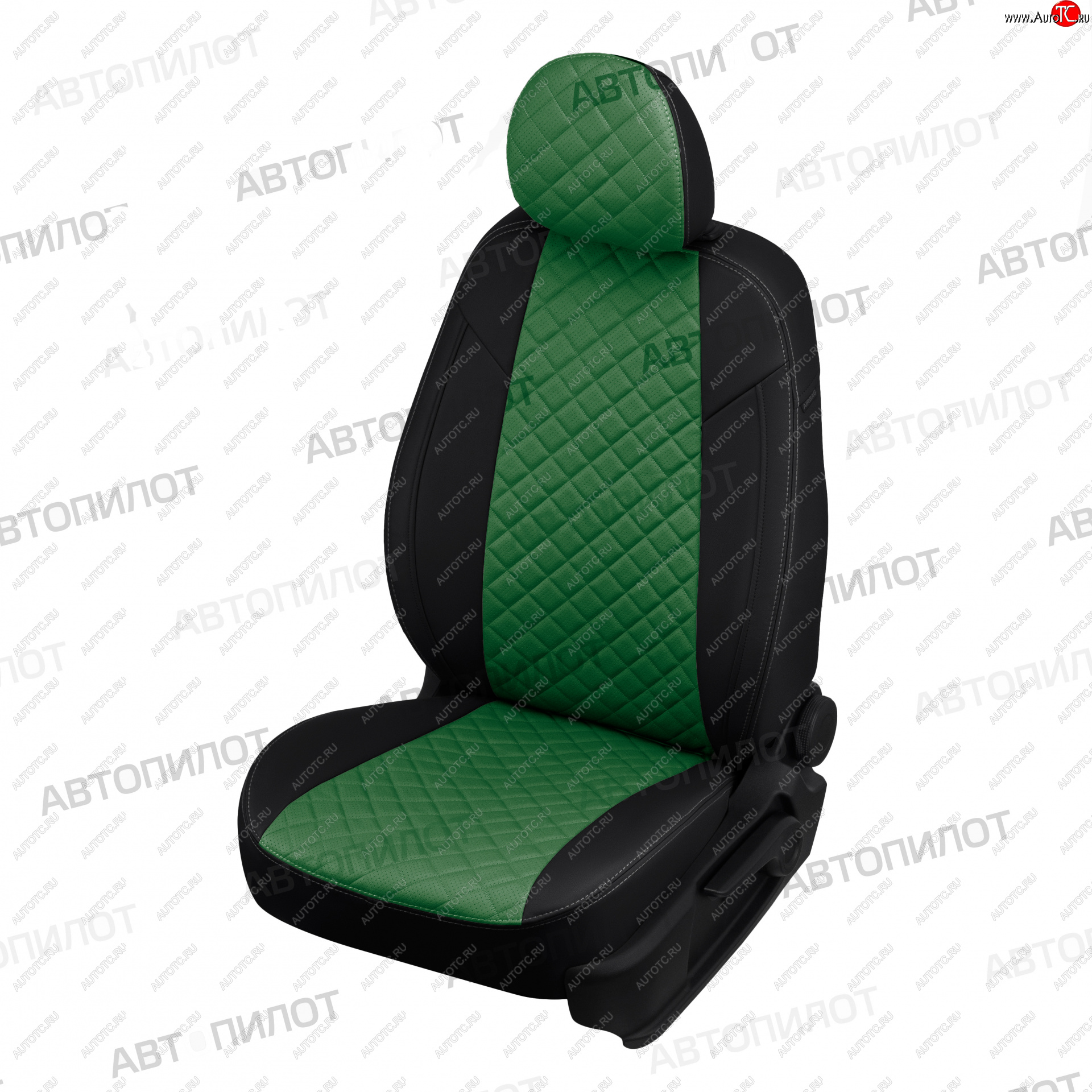 10 249 р. Чехлы сидений (экокожа) Автопилот Ромб Geely MK (2006-2015) (черный/зеленый)  с доставкой в г. Керчь
