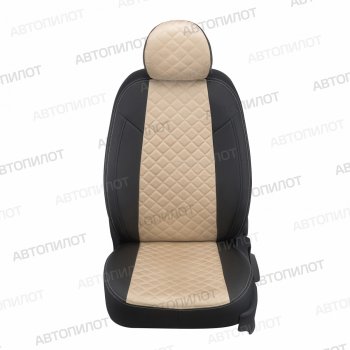 Чехлы сидений (экокожа/алькантара, сплош.) Автопилот Ромб Honda Civic  ES (2000-2006) седан дорестайлинг, седан рестайлинг (черный/бежевый)