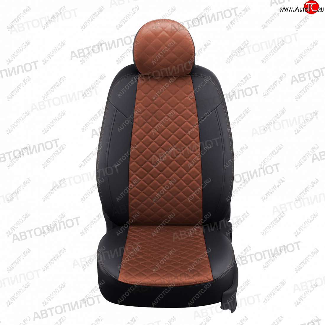 14 449 р. Чехлы сидений (экокожа/алькантара) Автопилот Ромб  Honda Civic  FK2 (2011-2016) хэтчбэк 5 дв. (черный/коричневый)  с доставкой в г. Керчь