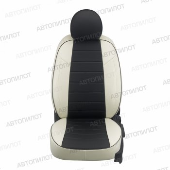 Чехлы сидений (экокожа, 8 мест) Автопилот Honda Pilot  YF4 (2008-2015) дорестайлинг, рестайлинг (белый/черный)