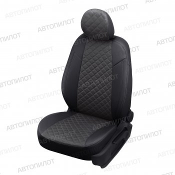 Чехлы сидений (экокожа/алькантара, сплошн.) Автопилот Ромб Hyundai Elantra  CN7 (2020-2023) (черный/темно-серый)