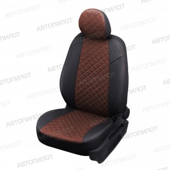 Чехлы сидений (экокожа/алькантара, сплошн.) Автопилот Ромб Hyundai Elantra  CN7 (2020-2023) (черный/шоколад)