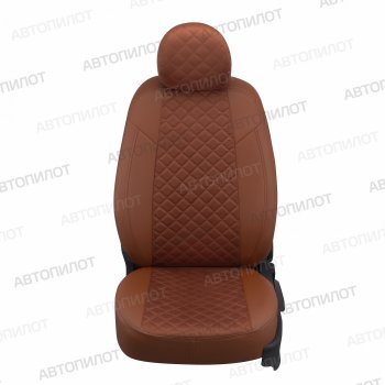 Чехлы сидений (экокожа/алькантара, сплошн.) Автопилот Ромб Hyundai Elantra  CN7 (2020-2023) (коричневый)