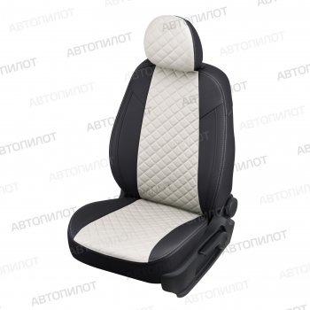 Чехлы сидений (экокожа, 3 места) Автопилот Ромб Hyundai HD-72 - HD78 (белый/черный)