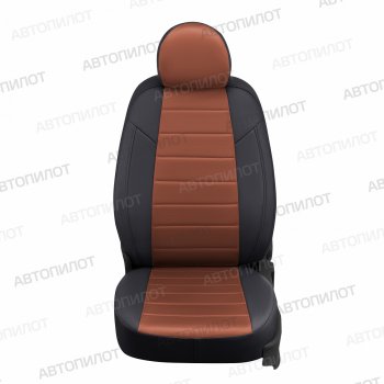 Чехлы сидений (экокожа/алькантара, 60/40) Автопилот Hyundai Santa Fe  CM (2006-2012) дорестайлинг, рестайлинг (черный/коричневый)