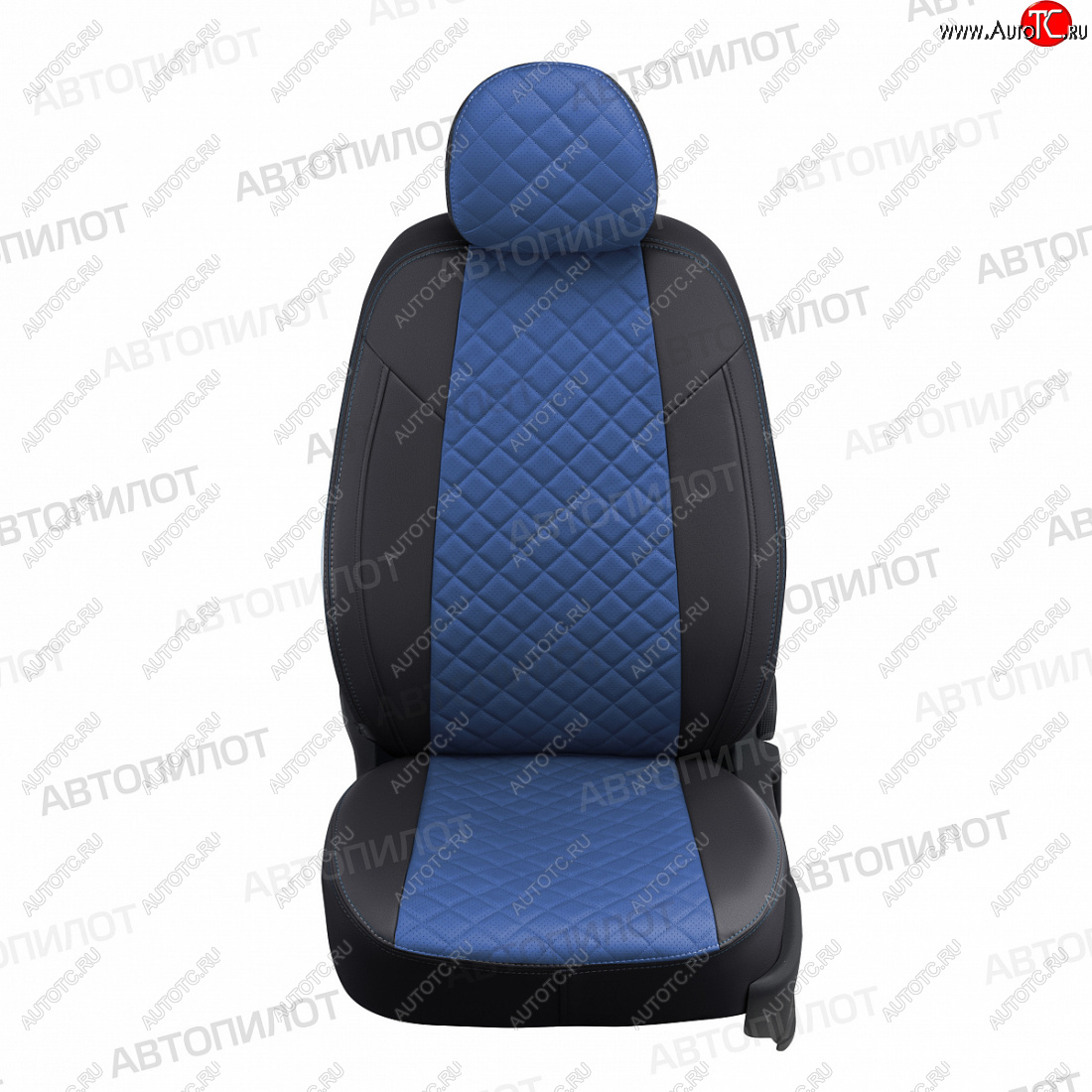 8 249 р. Чехлы сидений (экокожа) Автопилот  Hyundai Santa Fe  DM (2012-2019) дорестайлинг, рестайлинг (черный/синий)  с доставкой в г. Керчь