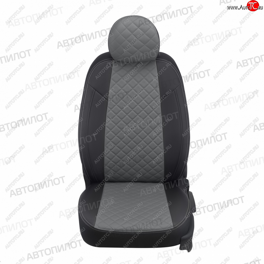 8 749 р. Чехлы сидений (экокожа) Автопилот Ромб  Hyundai Santa Fe  DM (2012-2019) дорестайлинг, рестайлинг (черный/серый)  с доставкой в г. Керчь