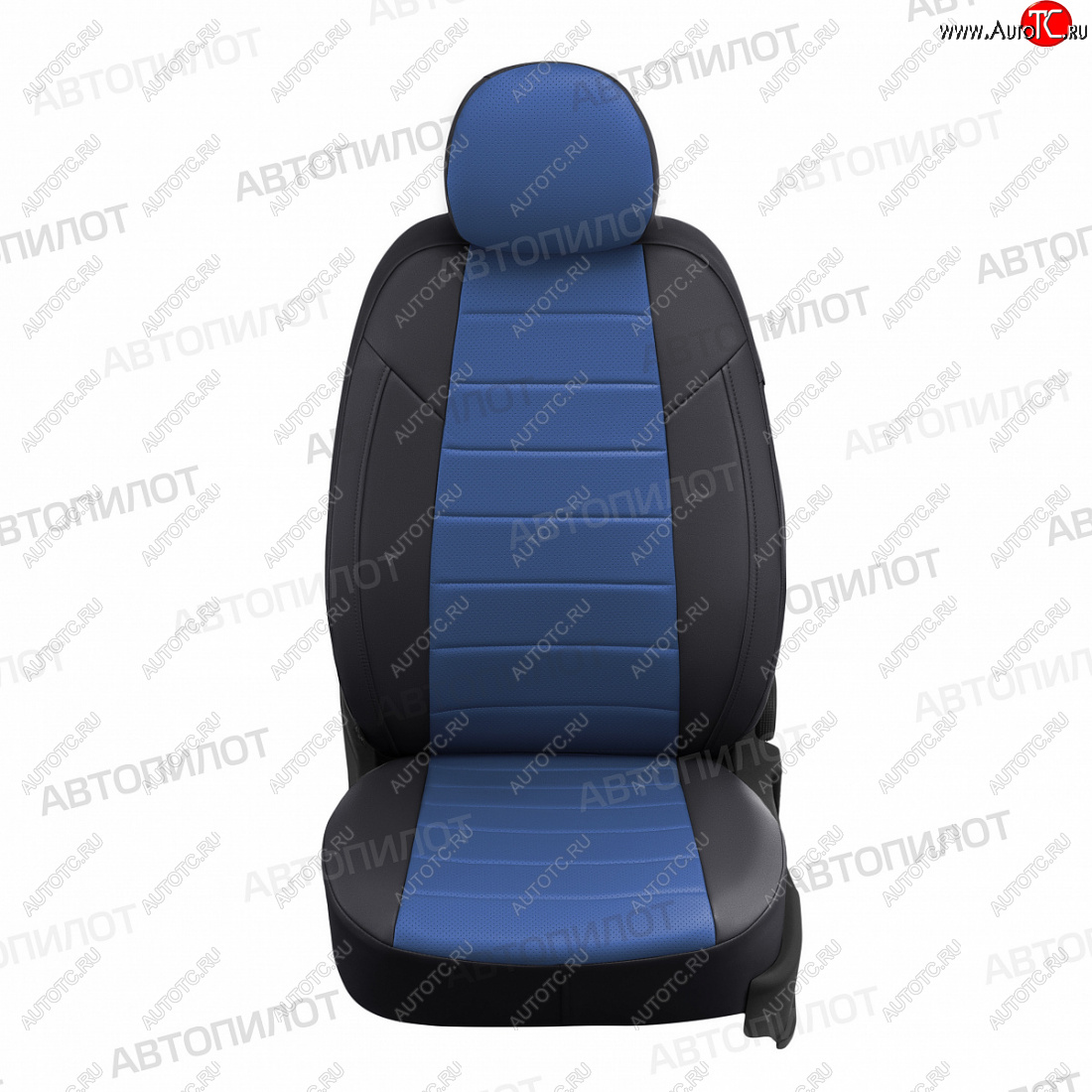 8 249 р. Чехлы сидений (экокожа) Автопилот  Hyundai Solaris  RBr (2010-2017), KIA Rio  3 QB (2011-2017) (черный/синий)  с доставкой в г. Керчь