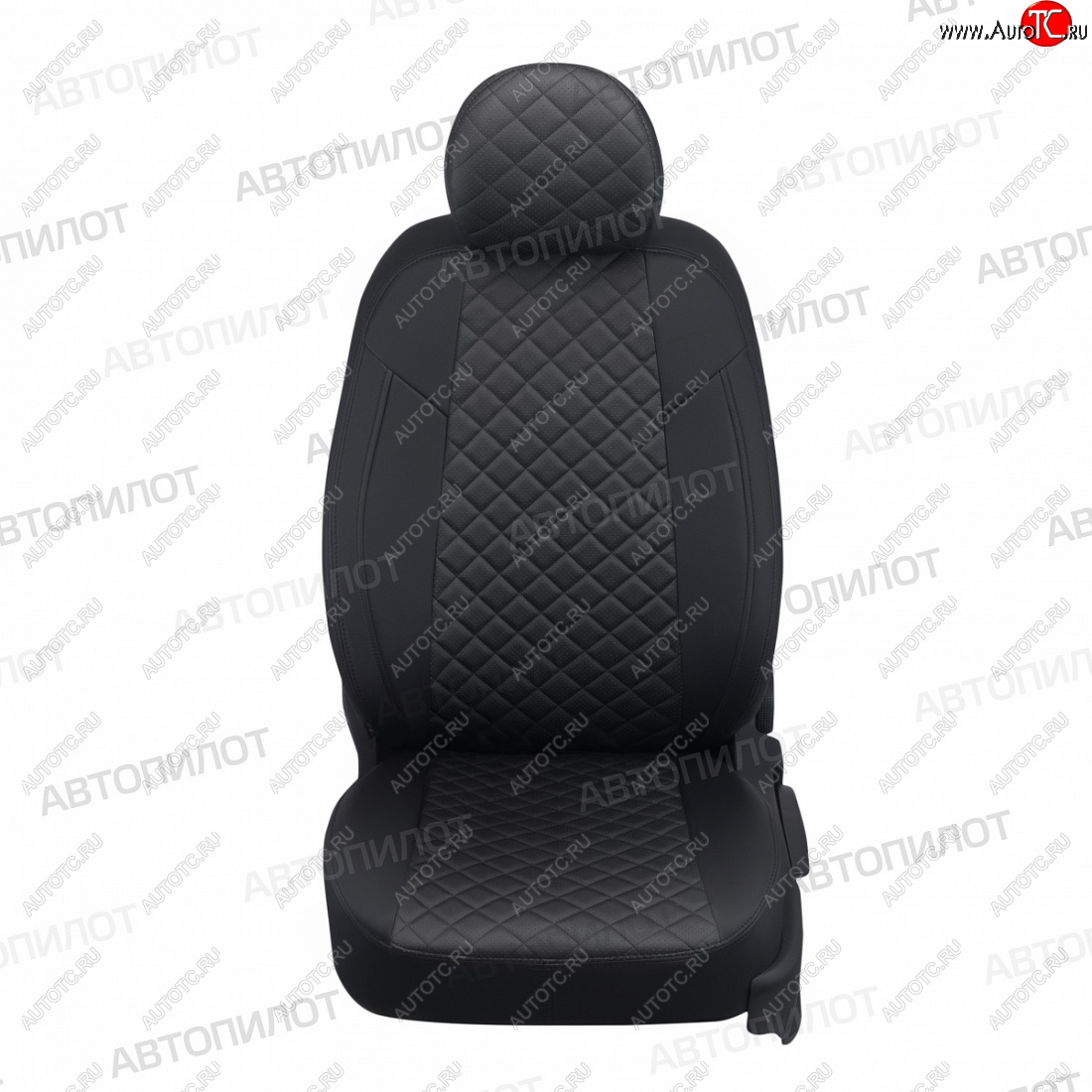 8 499 р. Чехлы сидений (экокожа) Автопилот Ромб  Hyundai Solaris  RBr (2010-2017), KIA Rio  3 QB (2011-2017) (черный)  с доставкой в г. Керчь