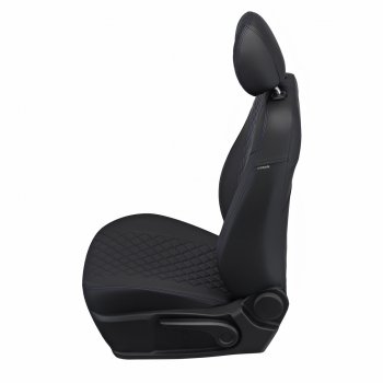 8 499 р. Чехлы сидений (экокожа) Автопилот Ромб  Hyundai Solaris  RBr (2010-2017), KIA Rio  3 QB (2011-2017) (черный/синяя строчка)  с доставкой в г. Керчь. Увеличить фотографию 2