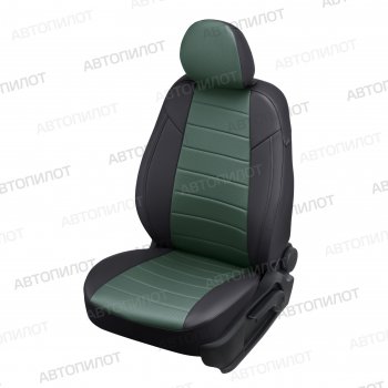 Чехлы сидений (экокожа, сплош) Автопилот Hyundai Solaris  RBr (2010-2017) седан дорестайлинг, седан рестайлинг (черный/зеленый)