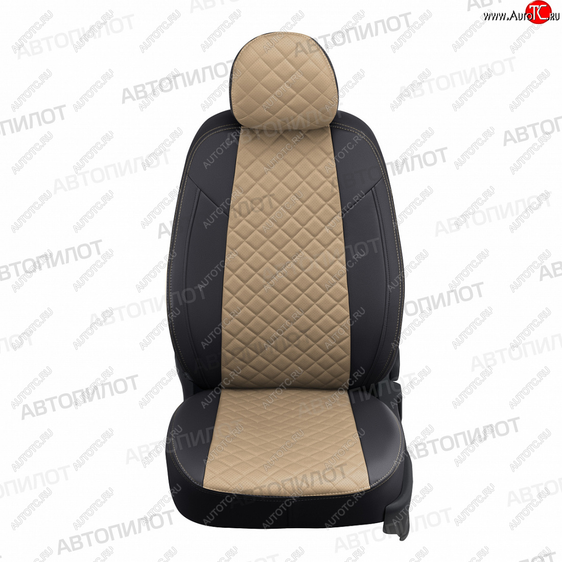 14 249 р. Чехлы сидений (экокожа) Автопилот Ромб  Hyundai Sonata  YF (2009-2014) (черный/темно-бежевый)  с доставкой в г. Керчь