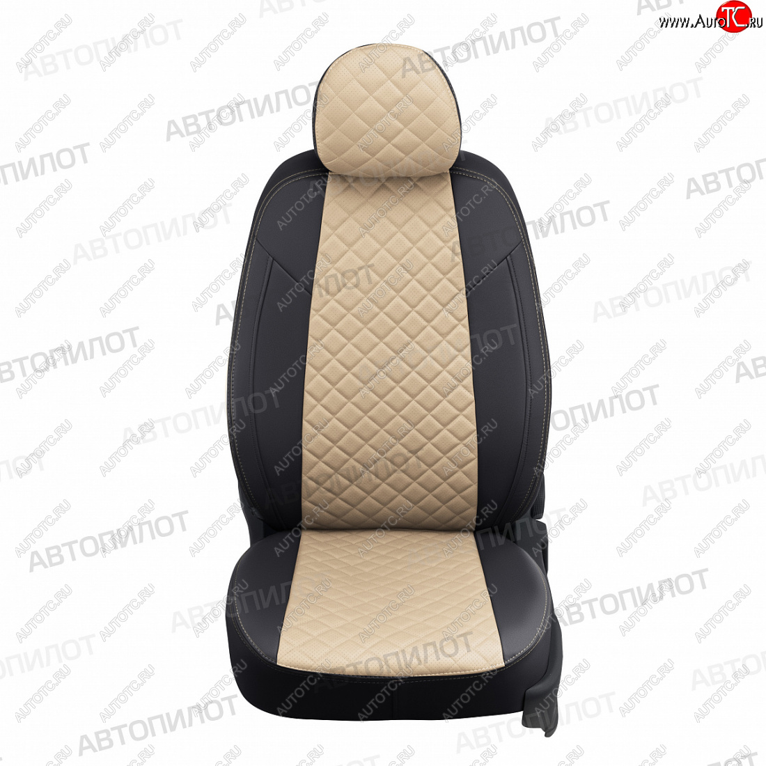 14 249 р. Чехлы сидений (экокожа) Автопилот Ромб  Hyundai Sonata  YF (2009-2014) (черный/бежевый)  с доставкой в г. Керчь