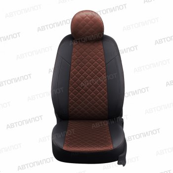 Чехлы сидений (экокожа/алькантара, 7 мест) Автопилот Ромб Hyundai Trajet (1999-2008) (черный/шоколад)