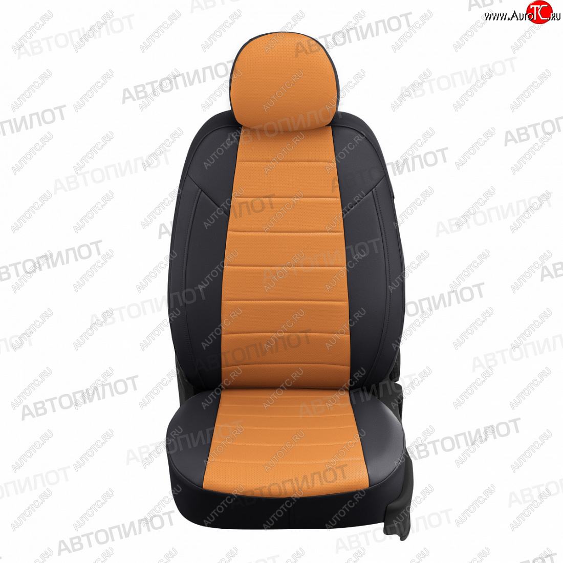 13 649 р. Чехлы сидений (экокожа) Автопилот  KIA Carens  UN (2006-2013) (черный/оранж)  с доставкой в г. Керчь
