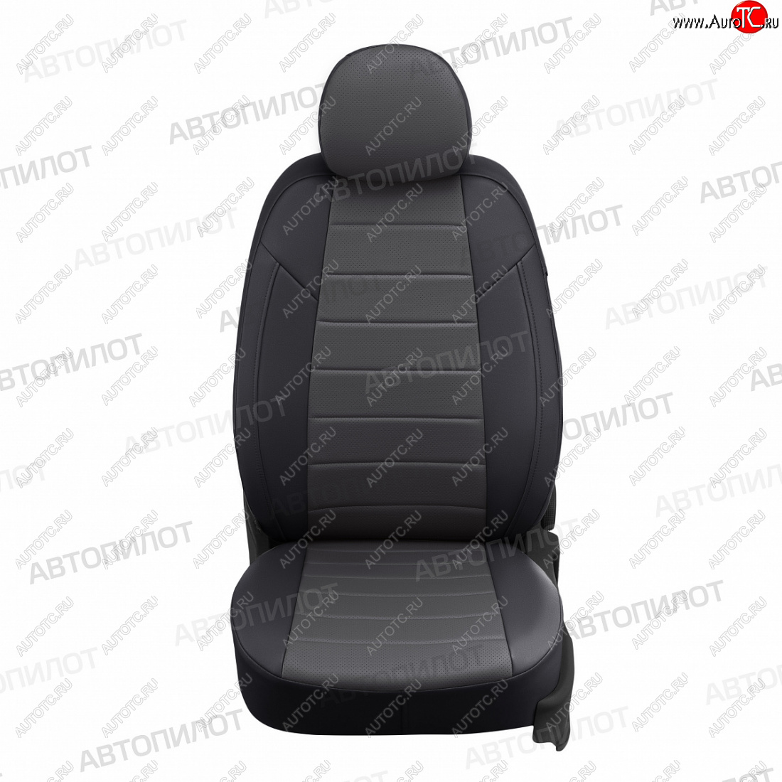 8 249 р. Чехлы сидений (экокожа) Автопилот  KIA Ceed  1 ED (2006-2012) дорестайлинг универсал, дорестайлинг, хэтчбэк 5 дв., рестайлинг универсал, рестайлинг, хэтчбэк 5 дв. (черный/темно-серый)  с доставкой в г. Керчь